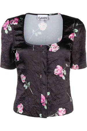 Ganni Blouse fleurie à effet froissé