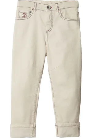 Brunello Cucinelli Jean droit à logo brodé