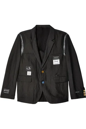 UNDERCOVER Veste en lin mélangé à logo appliqué
