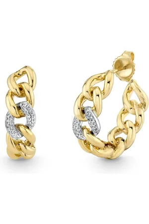 Sydney Evan Petites créoles Single Link en 14ct pavées de diamants
