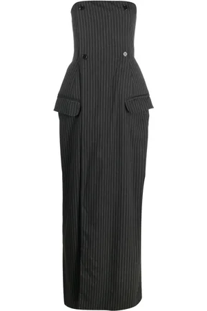 Ioana Ciolacu Robe longue à fines rayures