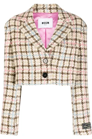 Msgm Veste en tweed à coupe crop