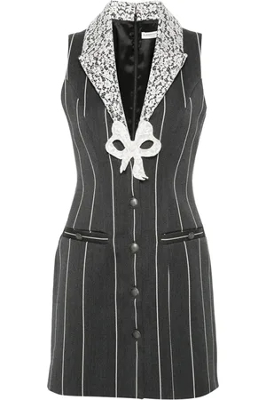 Alessandra Rich Robe courte sans manches à fines rayures