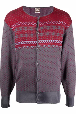 Issey Miyake Cardigan en maille intarsia à encolure ronde (années 1970)