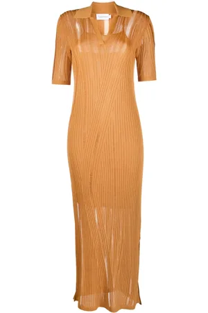 Calvin Klein Robe en maille nervurée à col v