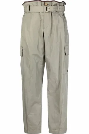 Brunello Cucinelli Pantalon à taille haute ceinturée