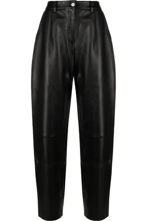 Mainless Pantalon droit plissé en cuir