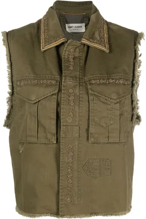Saint Laurent Gilet frangé à broderies