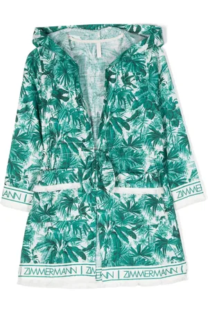 ZIMMERMANN Robe ceinturée en coton à imprimé palmier