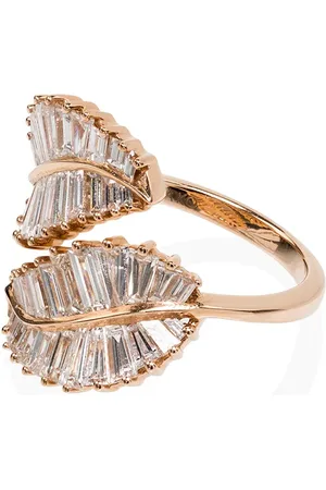 Anita 18kt gold diamond palm leaf ring