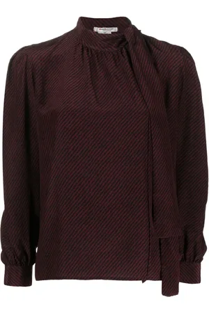 Saint Laurent Blouse rayée à col lavallière (années 1970)
