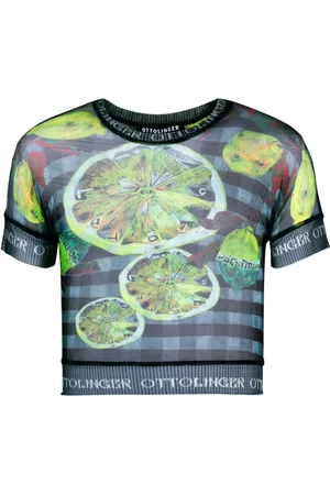OTTOLINGER T-shirt crop en résille à imprimé graphique