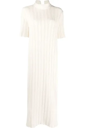 Jil Sander Robe en maille nervurée à manches courtes