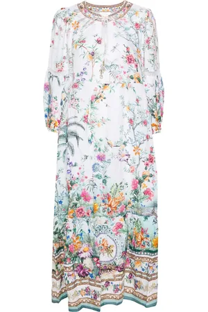 Camilla Robe longue Plumes And Parterres en lin