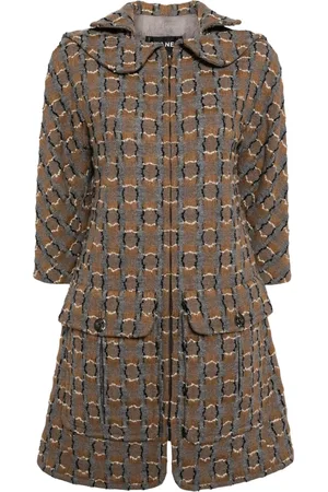 CHANEL Manteau en tweed à simple boutonnage