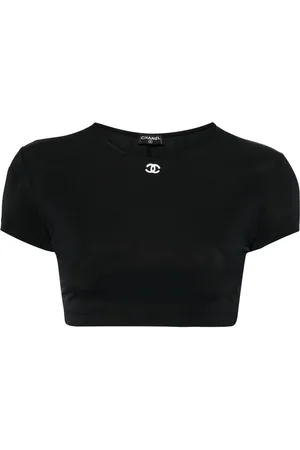 CHANEL T-shirt crop à logo CC (1990-2000)