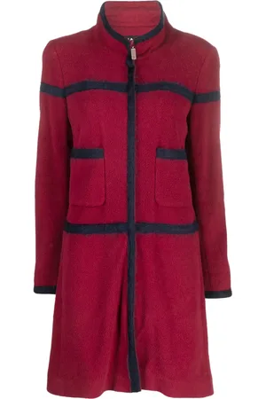 CHANEL Manteau bicolore à fermeture zippée
