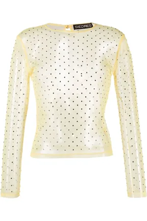 SIEDRES Haut transparent Desta à ornements en cristal