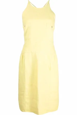 CHANEL Robe en lin à bretelles croisées (1996)