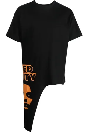 RAF SIMONS T-shirt asymétrique à imprimé graphique