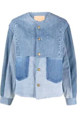 B SIDES Veste longue en jean Lou à empiècements