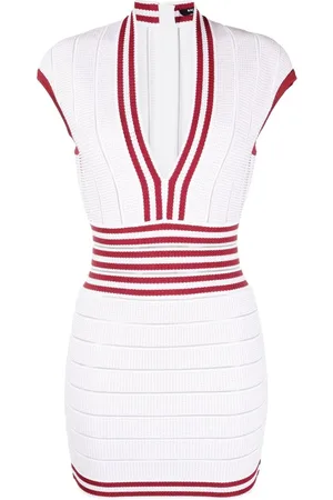 Balmain Robe cintrée en maille nervurée