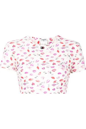 CHANEL Haut crop à imprimé graphique (1995)