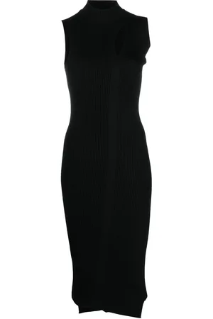 VERSACE Robe mi-longue Slashed à col roulé