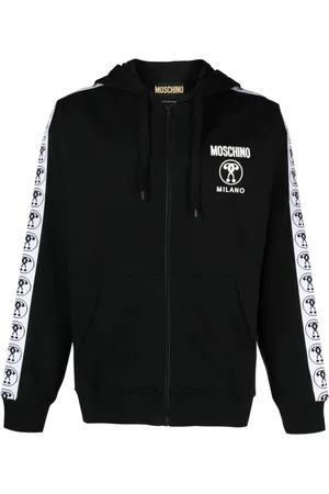 Moschino Hoodie zippé en coton à bande logo