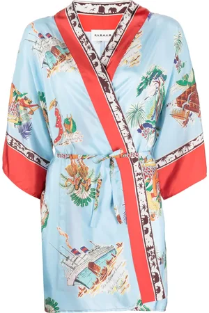 P.A.R.O.S.H. Poncho en soie à imprimé graphique