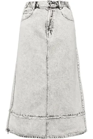 Izzue Jupe mi-longue en jean à effet délavé
