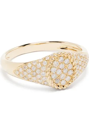 YVONNE LÉON Chevalière Baby Chevalier en 9ct pavée de diamants