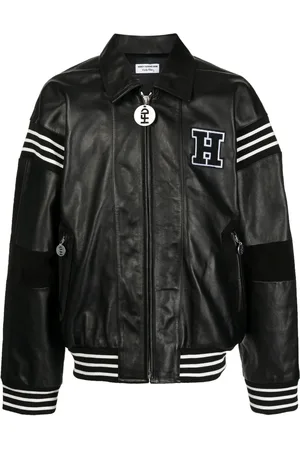 Honey Fucking Dijon Veste bomber en cuir à détails de patchs