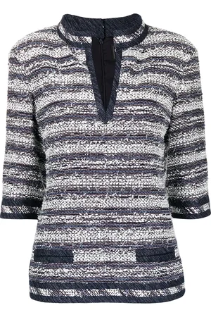CHANEL Blouse rayée en tweed