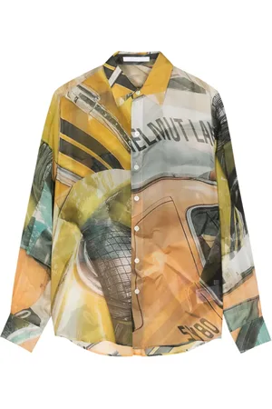 Helmut Lang Chemise en soie à imprimé graphique