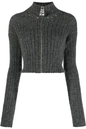 Alessandra Rich Cardigan zippé à détails de clous