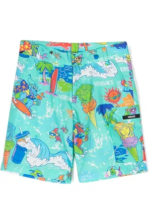 VERSACE Short en coton à imprimé graphique