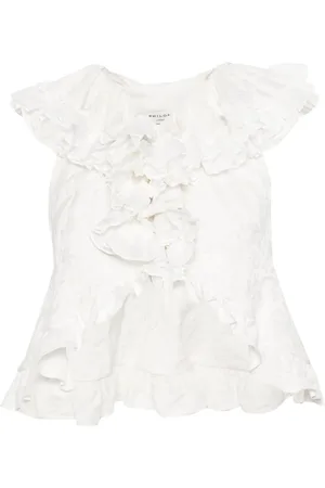 Serafini Blouse volantée à fleurs en jacquard