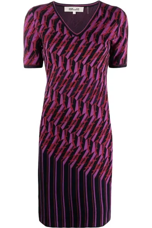 Diane von Furstenberg Robe à motif zig-zag en maille intarsia
