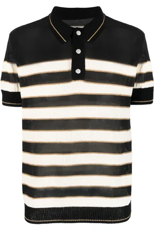Balmain Polo rayé à logo en intarsia