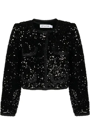Self-Portrait Veste ornée de sequins à coupe crop