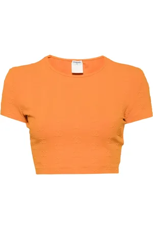 CHANEL T-shirt crop à logo CC brodé (années 1990-2000)