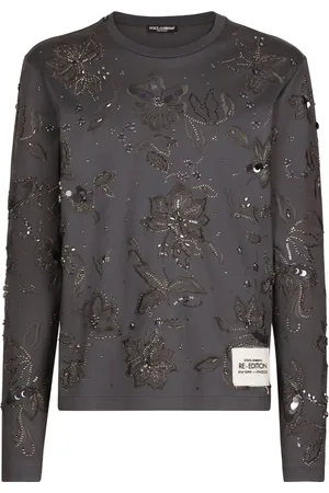 Dolce & Gabbana T-shirt longues manches à logo brodé