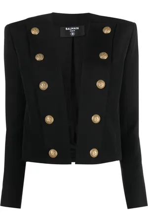 Balmain Veste en coton mélangé à taille cintrée