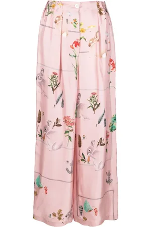 Lanvin Pantalon palazzo à imprimé feuillage