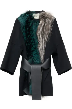 Fendi Manteau en laine à col en fourrure