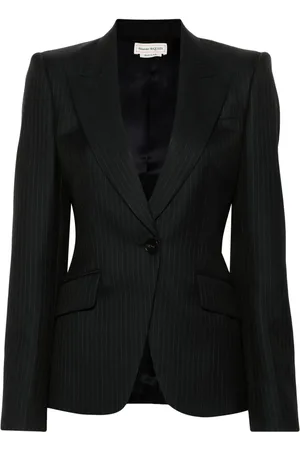 Alexander McQueen Blazer boutonné à fines rayures