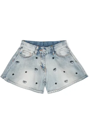 Chiara Ferragni Short en jean à Yeux brodés