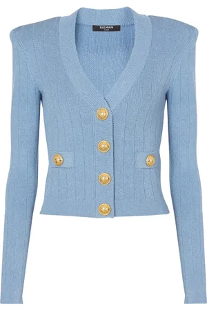 Balmain Cardigan nervuré à col v