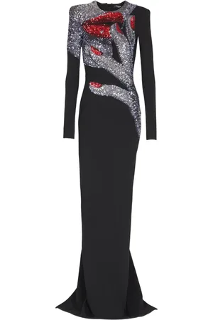 Balmain Robe longue à col montant